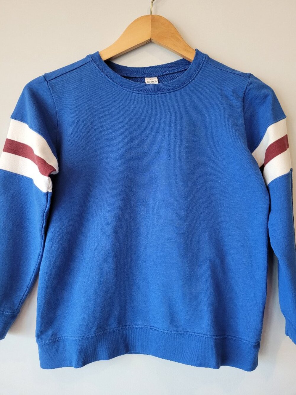 Carter's Boys French Terry Pullover Size 12 Blue Varsity Stripe Sleeves